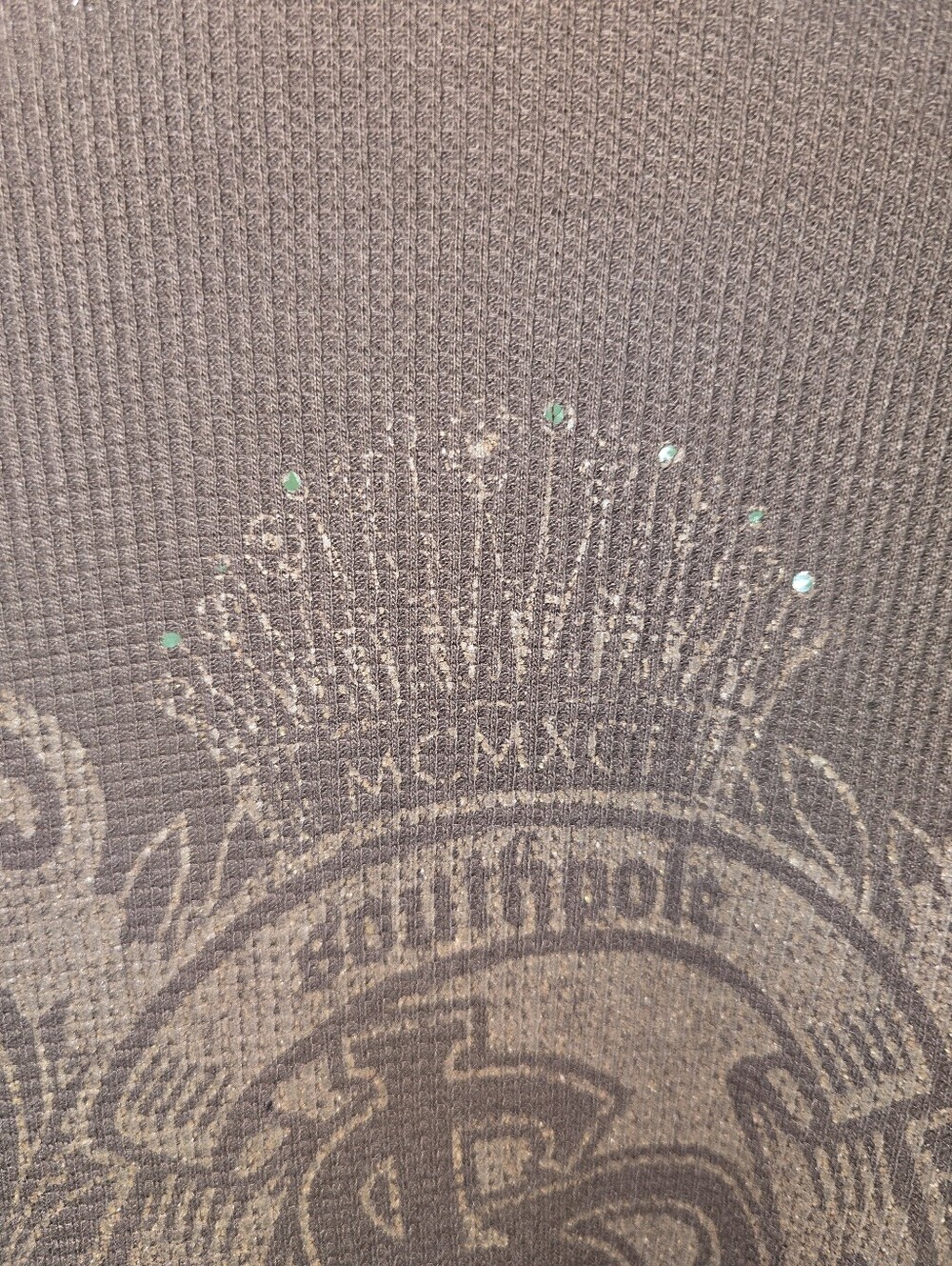 Y2K Southpole XL Brown Thermal Shirt Colorblock Graphic Sequin Streetwear - Picture 4 of 12